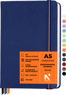NEORAH - 208 Pages - 135 gsm | PRO SERIES Journal - Hardcover Ruled Notebook A5 Journal RULED 208 Pages(Dark Blue)