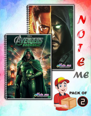 NOTEme Spiral Binding A4 Note Book UNRULED 200 Pages(Multicolor 008, Pack of 2)