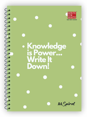 WRITE ON WHITE PREMIUM QUALITY SPIRAL A4 Notebook Rulled 300 Pages(Light Green)