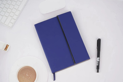 Diaro Imported PU Diary with 3-Fold Design & Bookmark – Elegant and Durable Planner A5 Notebook Ruled 176 Pages(Blue)