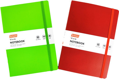 NEELGAGAN Vivid Notebook A5 Semi Flexi Cover P.V.C. Coated Material With Elastic Band A5 Notebook P-2 (14.8 cm x 21.0 cm) Ruled 192 Pages(Red+Green, Pack of 2) NEELGAGAN Vivid Notebook A5 Semi Flexi Cover P.V.C. Coated Material With Elastic Band A5 Notebook P-2 (14.8 cm x 21.0 cm) Ruled 192 Pages(Red+Green, Pack of 2)