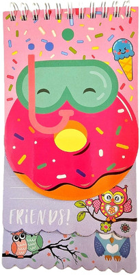 AuM Cute Doughnuts Notepad for Boys and Girls Regular Note Pad Rulled 80 Pages(Pink, Red)