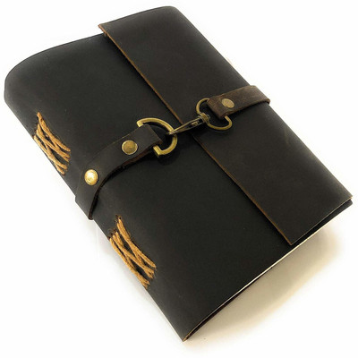 Anshika International Handmade Small Vintage Antique Looking Leather Bound Journal Diary Notebook with Blank Unlined Pages to Write for Men Women for Him Her (Black) Regular Diary Unruled 100 Pages(Black)