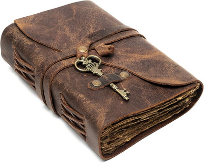 Divya Vintage Craft Vintage Leather Journal Diary A5 Blank Paper A5 Journal Plain 200 Pages(Brown)