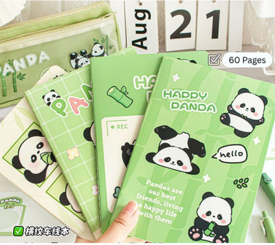 A R International Diaries and notebook A5 Diary Size Cute Panda Notebook – Set of 4 Diaries 60 Pages(Multicolor, Pack of 4)