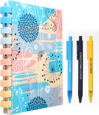 Doodle Soft Ring Spiral Wiro Notebook with Pen Set | A5 Notebook | Ruled 160 Pages(Blue)