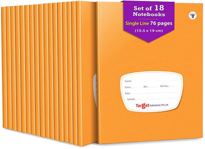 Target Publications Single Line Notebooks|Copy Book | 15.5 x 19 cm Approx | GSM 60 |Pack of 18 Regular Notebook Ruled 76 Pages(Brown, Pack of 18)