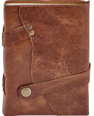 KRISHNA HANDICRAFTS Antique Handmade Leather Bound Daily Notepad for Men & Women Unlined Paper A5 Diary Unruled 100 Pages(Brown)