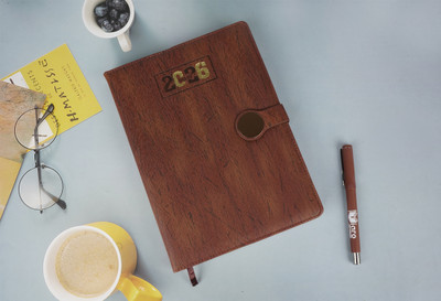 Diaro Leather 2026 Journal with Flap Closure, Corporate Planner, 2026 Executive B5 Diary Ruled 365 Pages(Tan)