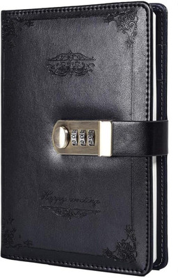 SHOPPARLY DIARY A4 Notebook SINGLE RULE 200 Pages(PLAN BLACK)
