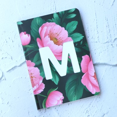 Mimikry Alphabet Initial A Premium Notebook Diary, 80 GSM, Floral Design A5 Notebook Ruled 192 Pages(M)