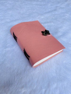 DI-KRAFT Beige Leather journal with Metal lock pattern A5 size 200 pages A5 Journal Unruled 200 Pages(Beige)