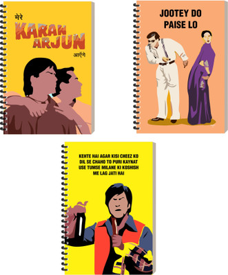 ESCAPER Bollywood Dialogue Diary, Executive Journal Notepad, Spiral Notebook A5 Diary Ruled 160 Pages(Combo- E, Pack of 3)