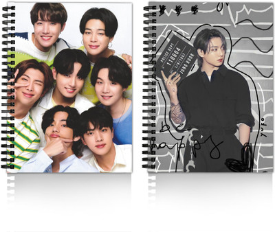 DI-KRAFT Diary Combo Pack | Boys and Girls Printed Diary combo Pack | A5 Diary Unruled 160 Pages(White and Beige 2, Pack of 2)