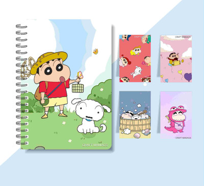 craft maniacs SHINCHAN DIARY & 4 MAGNETIC BOOKMARKS 2025 A5 Notebook RULED 160 Pages(Multicolor)