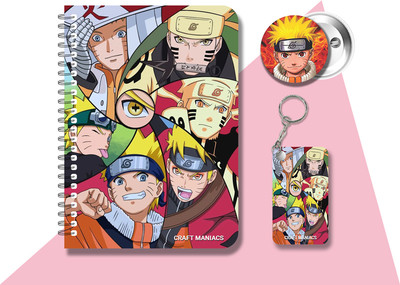 craft maniacs NARUTO DIARY & 2 FREEBIE A5 Diary RULED 120 Pages(Multicolor, Pack of 3)