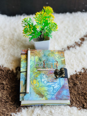 ARSHAD HANDICRAFT ASTHETIC HEART Printed Diary Notebook With Lock Clasp For Gift/Office A5 Diary 200 200 Pages(Multicolor)