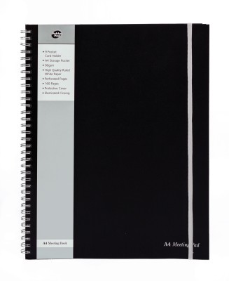 Pukka Pad Black Range | Meeting Book | Perforated 90gsm Pages A4 Notebook Ruled 160 Pages(Black)