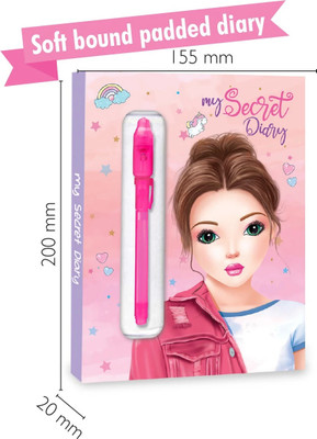 HELLO FRIEND My Secert Diary with Magic pen Regular Diary Ruled 96 Pages(Pink, White)