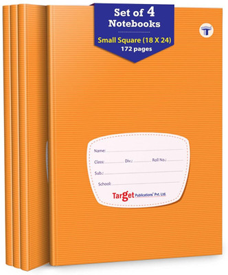 Target Publications Small Square Maths Notebooks for Kids | Soft Cover | Pack of 4 Regular Notebook Ruled 172 Pages(Brown, Pack of 4)
