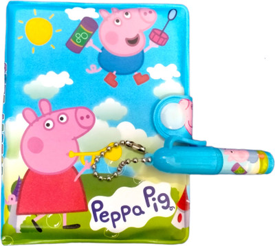 Caught Trendy Cute Cartoon Printed Designer Peppa Pig Mini Motivational Pocket Dairy For Kids Pocket-size Notebook Both Side Rule 60 Pages(Multicolor)