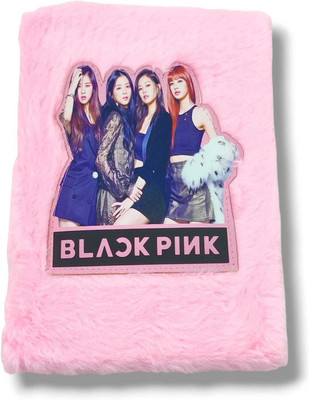 AARNASHOPPE BLACK PINK THEME FURR NOTEBOOK DIARY A5 Notebook RULED PAGES 100 Pages(Pink)