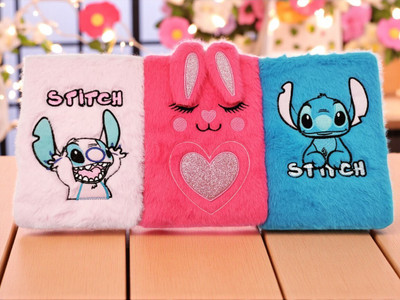 Eclet 3pcs Mix Design Soft Cute Fur Diary for Girls/boys Personal Diary A5 Diary Furry Diary for Girls Fur Cover Notebook with Ruled Page 80 Pages(Multicolor)