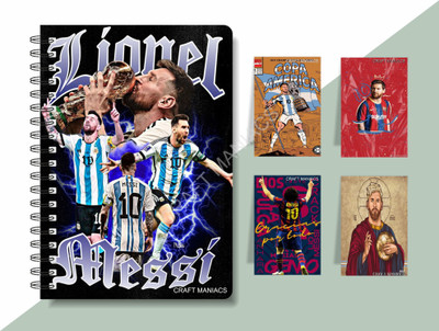 craft maniacs FOOTBALLER DIARY & 4 MAGNETIC BOOKMARKS A5 Notebook RULED 120 Pages(Multicolor)