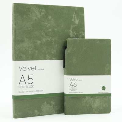 comma Velvet Combo A5 Notebook Ruled 200 Pages(Green)