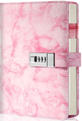 White Wings Diary with Lock, Size 6 ny 8 inch or with Combination Password Journal A5 Diary Ruled 200 Pages(Pink)