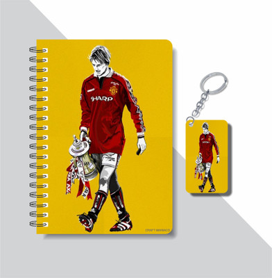 craft maniacs FOOTBALLER DIARY & KEYCHAIN A5 Notebook RULED 120 Pages(Multicolor)