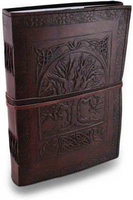 KRISHNA HANDICRAFTS Tree Leather Handmade Unlined Pages 10x7 Inch Diary A5 Diary Plain 100 Pages(Brown)