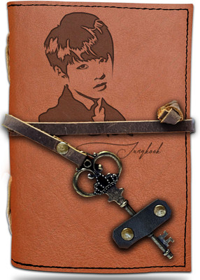 DI-KRAFT Handmade Classic Design Leather-Jungkook Printed Leather A6 Diary Unruled 200 Pages(Brown 4)