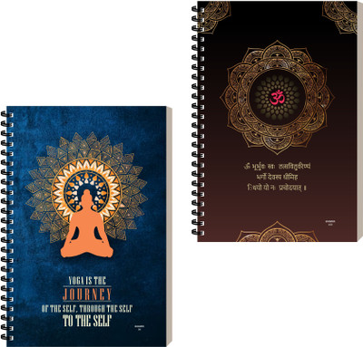 ESCAPER Yoga Diary Notebook, Executive & Office Notepad, Personal Diary A5 Diary Ruled 160 Pages(Combo- C, Pack of 2)