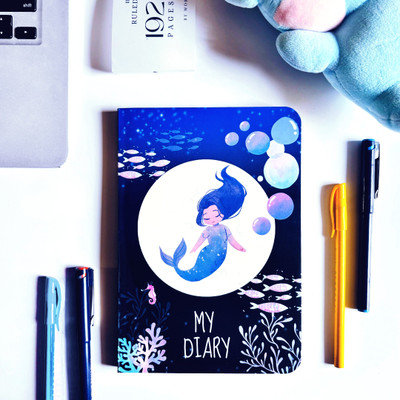 InkChalk Writing Notebook | Little Mermaid | A5 - Ruled Notebook A5 Notebook Ruled 192 Pages(White)