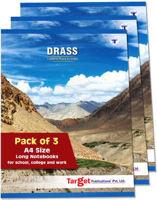 Target Publications Long Notebooks Single Line Copy | Drass | 21x29.7 cm A4 Notebook Ruled 140 Pages(Multicolor, Pack of 3)