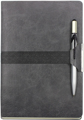 Viva Global FLAIR Leather PU Journal Diary Planner 80 GSM A5 Notebook RULED 192 Pages(Grey)