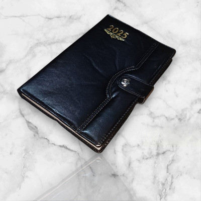 ShreeGanadhish 2025 Executive journal |Magnetic Flap Closure |Sunday Half Page| 21X15X3CM A5 Diary Ruled 365 Pages(Black)