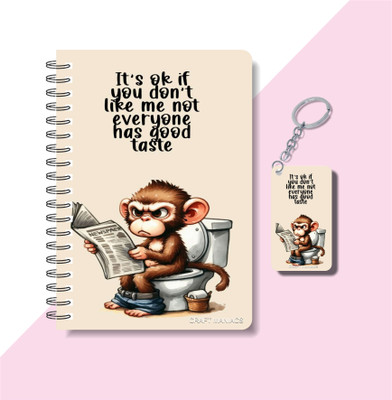 craft maniacs CUTE PUN 2025 NOTEBOOKS & KEYCHAIN A5 Diary RULED 120 Pages(Multicolor)