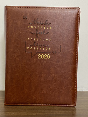 MAGPIE Tan Think Feel LivePositive Sunday Separate Executive Leatherette Tabbed Journal B5 Diary Ruled 365 Pages(Tan)