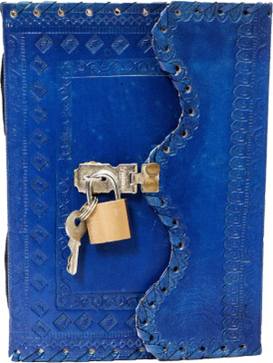 Anshika International handmade leather lock n key diary A5 Diary no 100 Pages(Crazy blue)