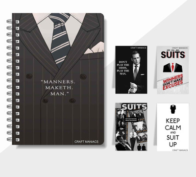 craft maniacs SUITS 2025 COMBO A5 Notebook RULED 160 Pages(Multicolor)