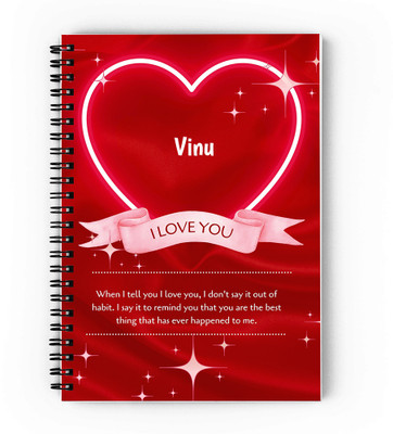 GIFTUATION Love Vinu /spiral diary & gift for couples A5 Diary Unruled 140 Pages(Red)
