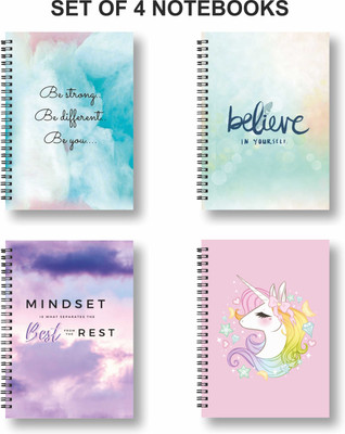 Papco Notebook A5 Diary Ruled 144 Pages(Pink, Multicolor, Pack of 4)