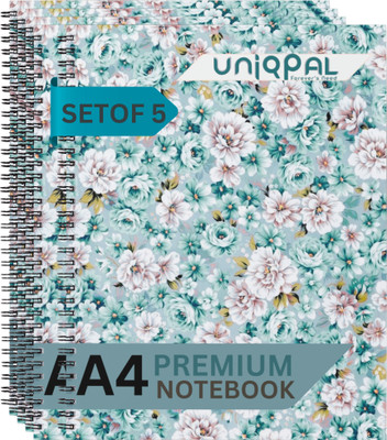 UNIQPAL Set of 5 A4 Notebook RULED /LINE 120 Pages(Multicolor, Pack of 5)