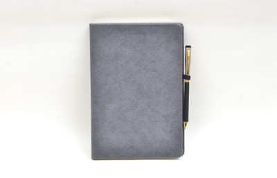 Vorak Ahimsa Hard Cover Leather Office Gifting Diary A5 Diary Ruled 200 Pages(Grey)