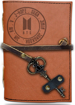 DI-KRAFT Handmade Classic Design Leather-BTS Printed Diary A6 Diary Unruled 200 Pages(Brown 9)