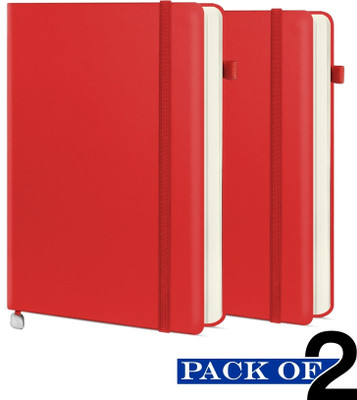 Abstract Collection Executive A5 Diary Notebook with Pen Holder A5 Notebook Single Rule 200 Pages(Red, Pack of 2)