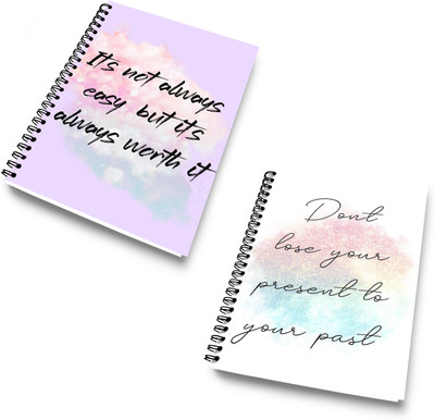 DI-KRAFT Diary Combo Pack | Printed Diary combo Pack | BTS New Collection A5 Diary Unruled 120 Pages(White and Light Pink, Pack of 2)
