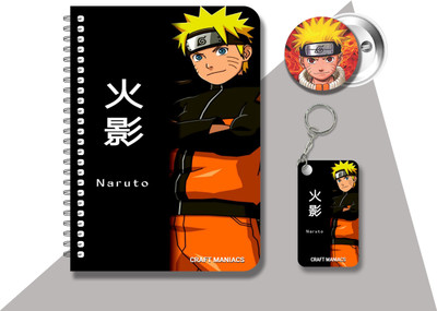 craft maniacs NARUTO DIARY & 2 FREEBIE A5 Notebook RULED 120 Pages(Multicolor, Pack of 3)